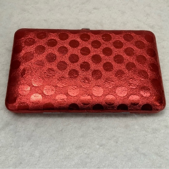 Vintage Metallic Red Clutch Bag Purse Glam Party Valentine’s Day - Picture 12 of 13